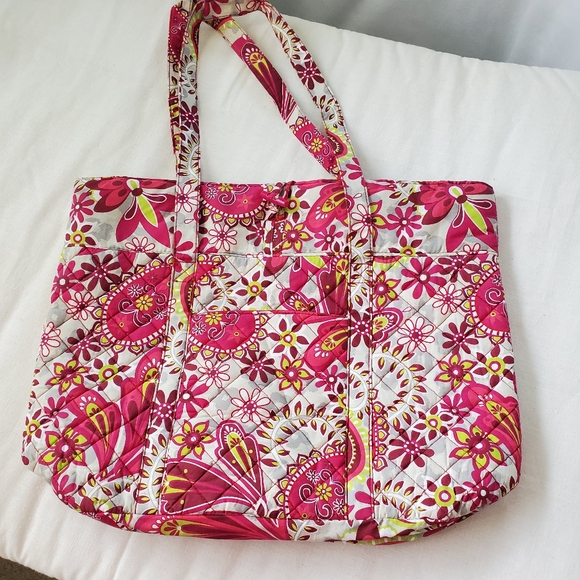 Lily Reese Quilted Pink Paisley/Floral Tote Lined Handbag Nice - Picture 1 of 7